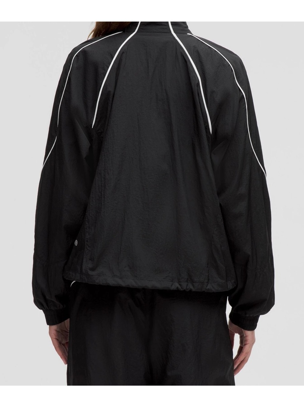 Lululemon Black Lightweight Track Jacket with White Piping - Picture 2 of 3